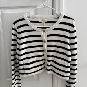 Black and White Striped Cardigan